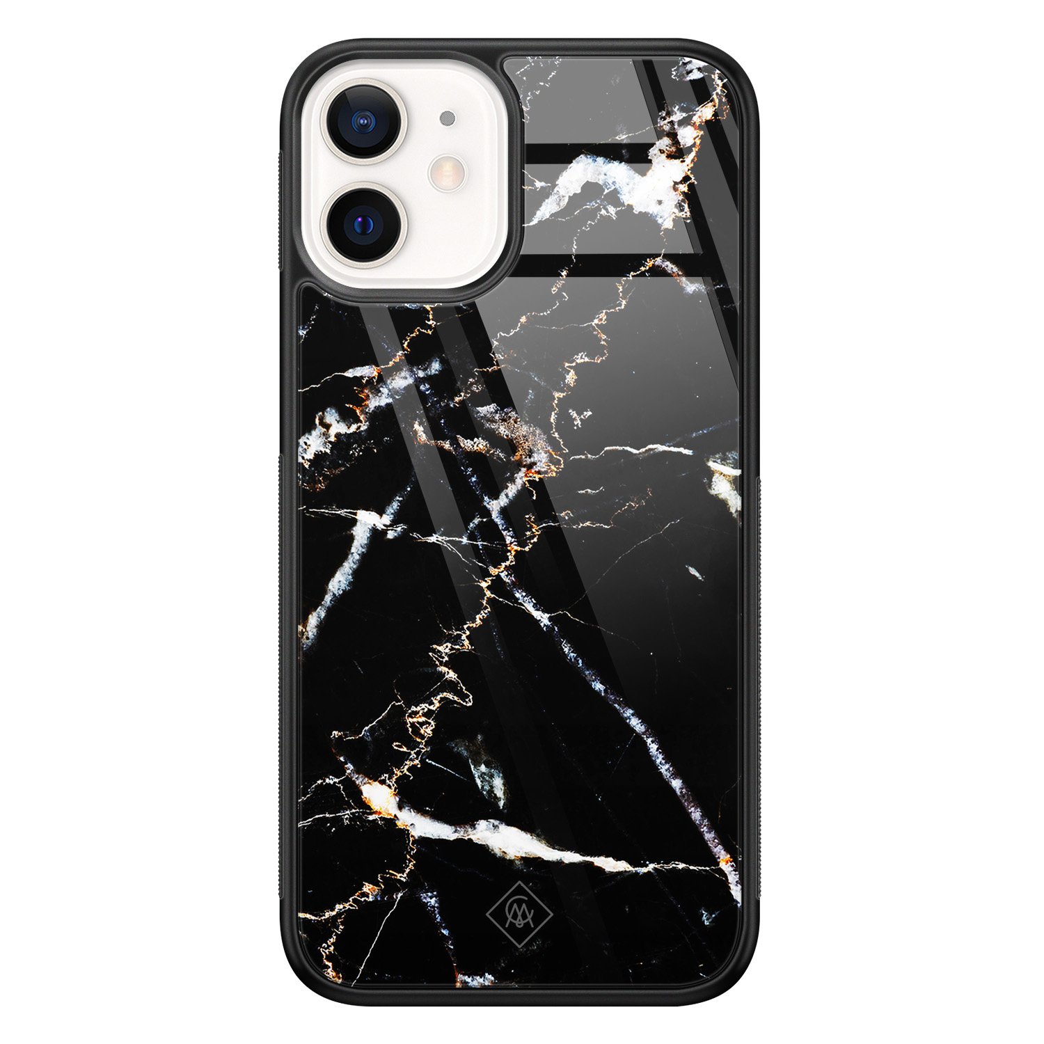 iPhone 12 mini glazen hardcase - Marmer zwart