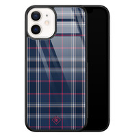 Casimoda iPhone 12 mini glazen hardcase - Tartan blauw