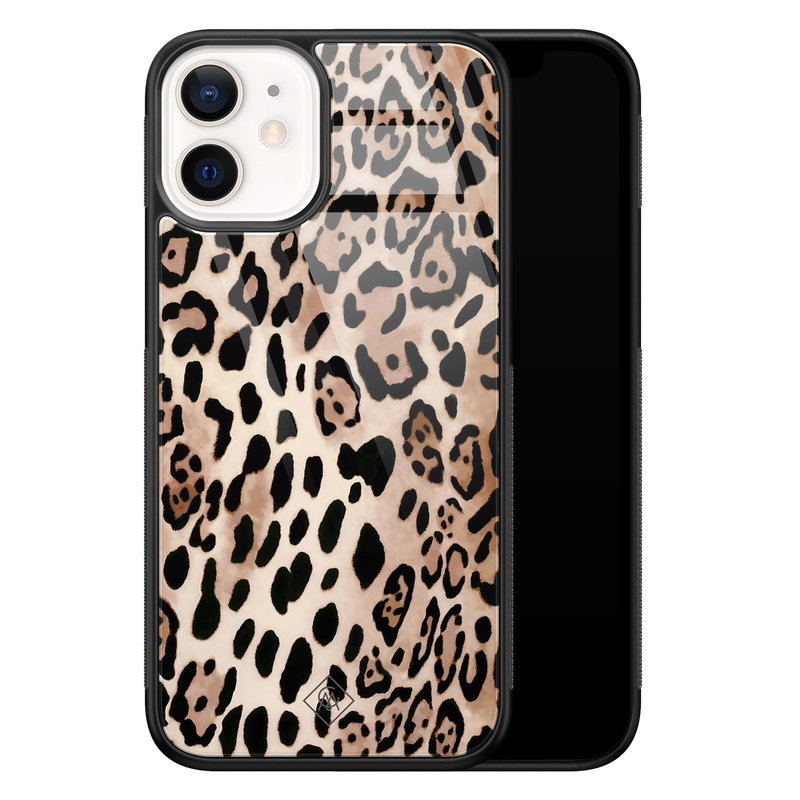 Casimoda iPhone 12 mini glazen hardcase - Golden wildcat