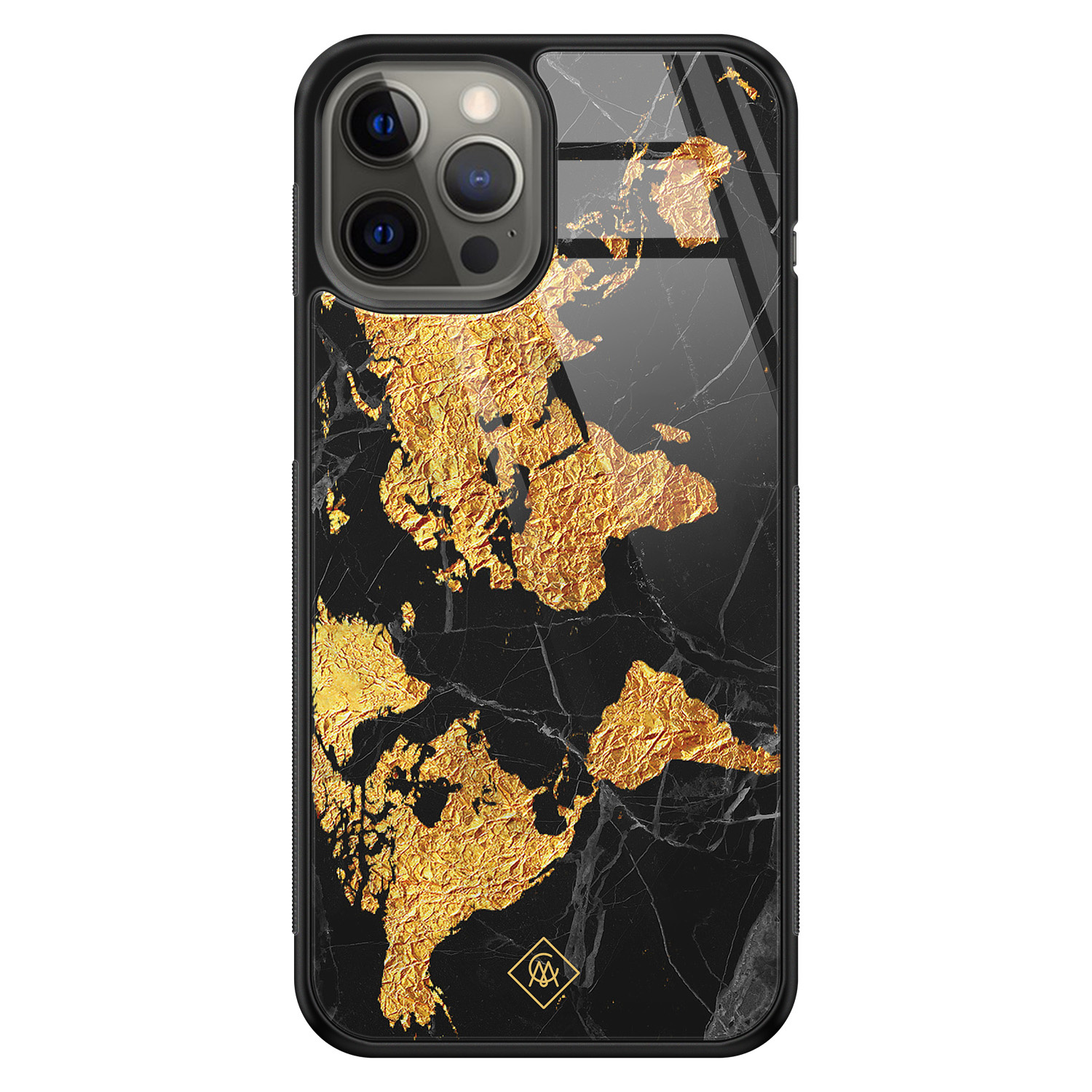 iPhone 12 Pro Max glazen hardcase Wereldkaart