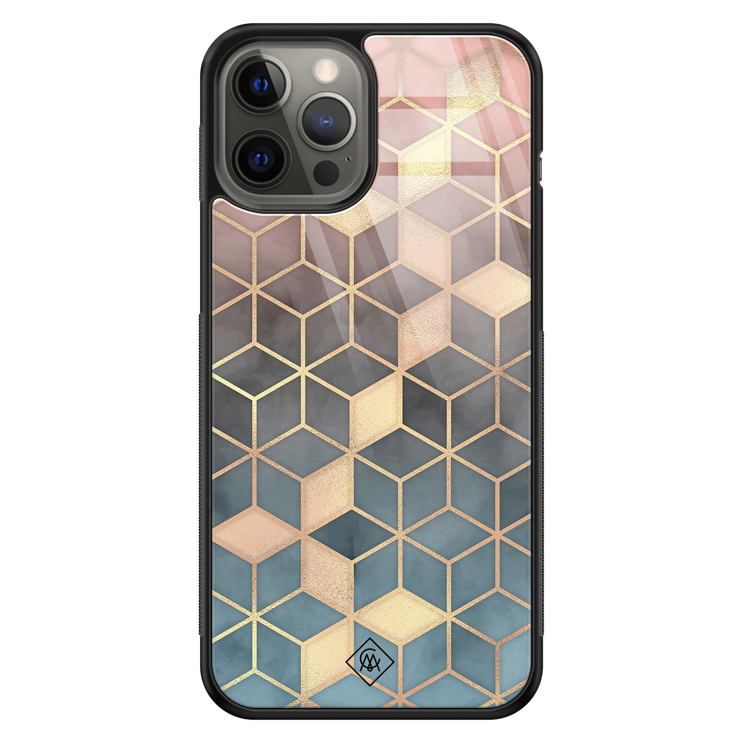 iPhone 12 Pro Max glazen hardcase Cubes art