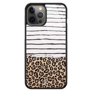 Casimoda iPhone 12 Pro Max glazen hardcase - Leopard lines