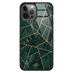 Casimoda iPhone 12 Pro Max glazen hardcase - Abstract groen