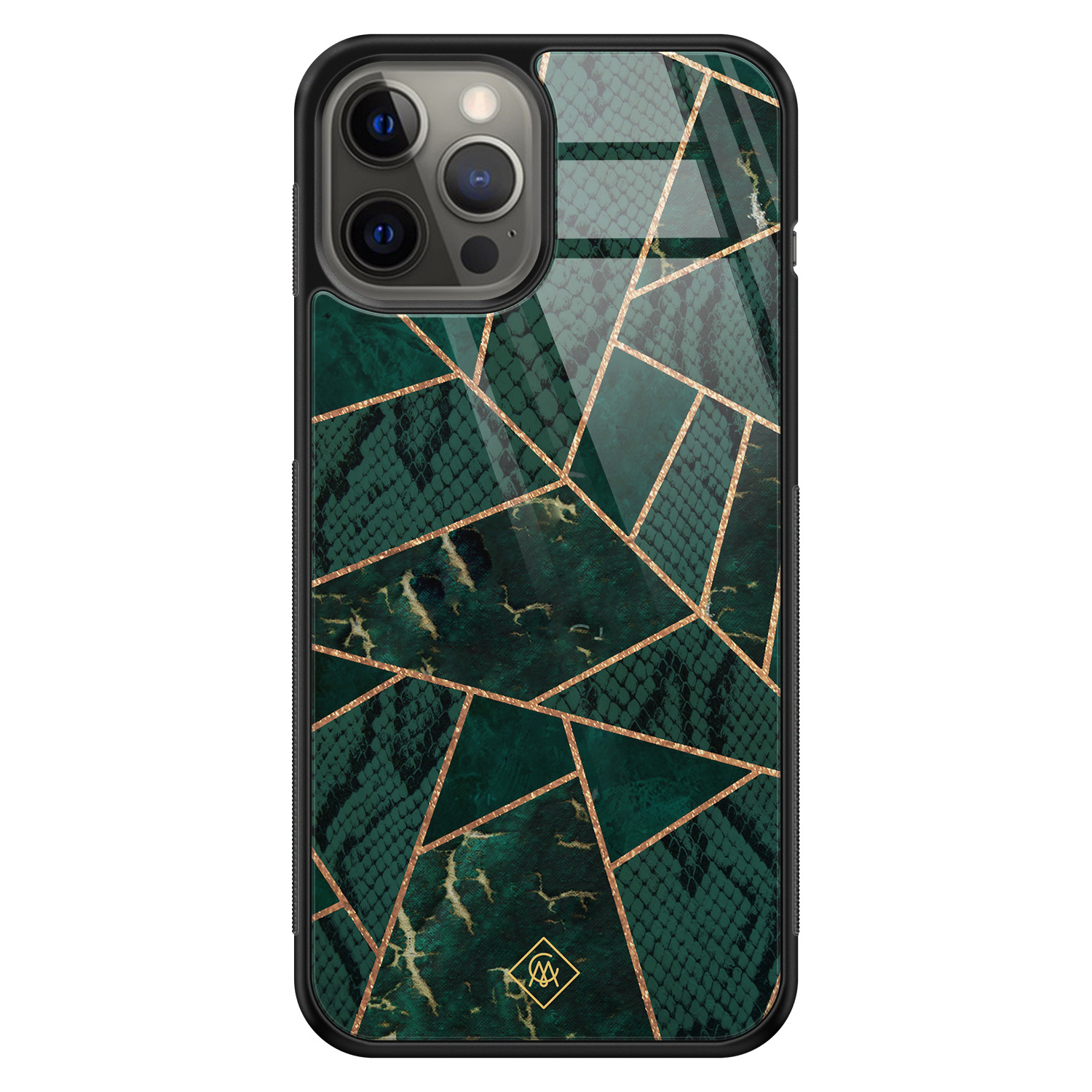 iPhone 12 Pro Max glazen hardcase Abstract groen