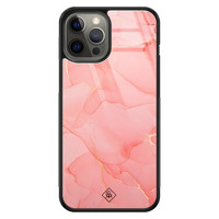 Casimoda iPhone 12 Pro Max glazen hardcase - Marmer roze