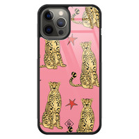 Casimoda iPhone 12 Pro Max glazen hardcase - The pink leopard