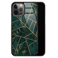 Casimoda iPhone 12 Pro Max glazen hardcase - Abstract groen