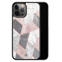 Casimoda iPhone 12 Pro Max glazen hardcase - Stone grid