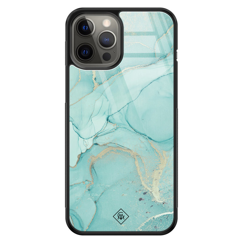 Casimoda iPhone 12 Pro Max glazen hardcase - Touch of mint