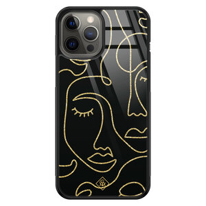 Casimoda iPhone 12 Pro Max glazen hardcase - Abstract faces