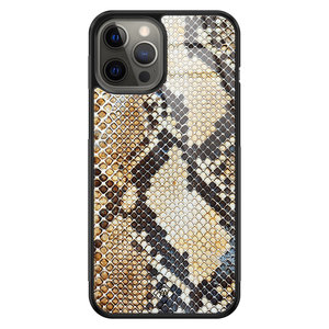 Casimoda iPhone 12 Pro Max glazen hardcase - Golden snake