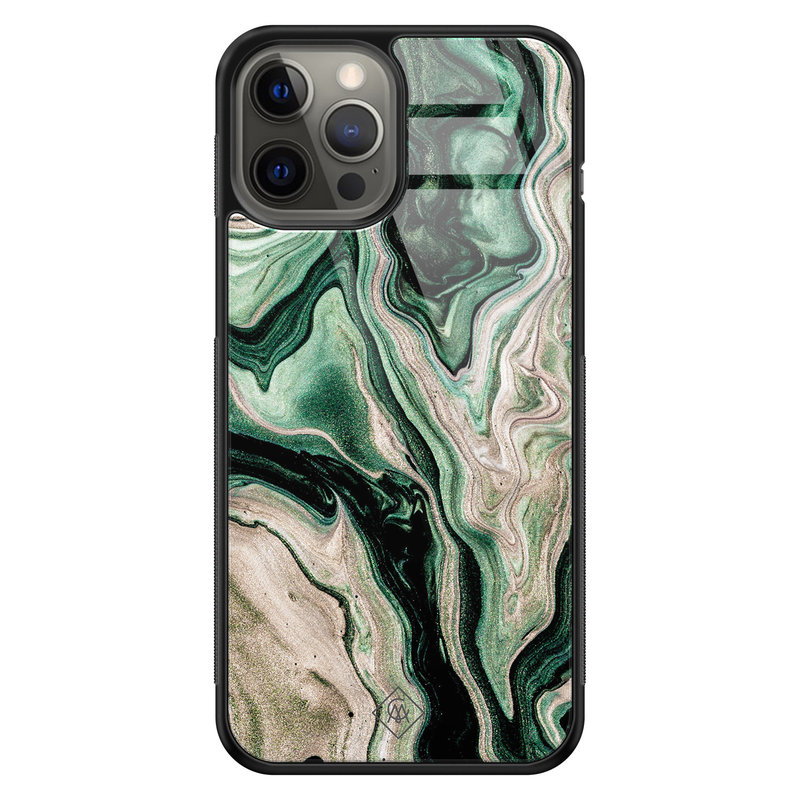 Casimoda iPhone 12 Pro Max glazen hardcase - Green waves