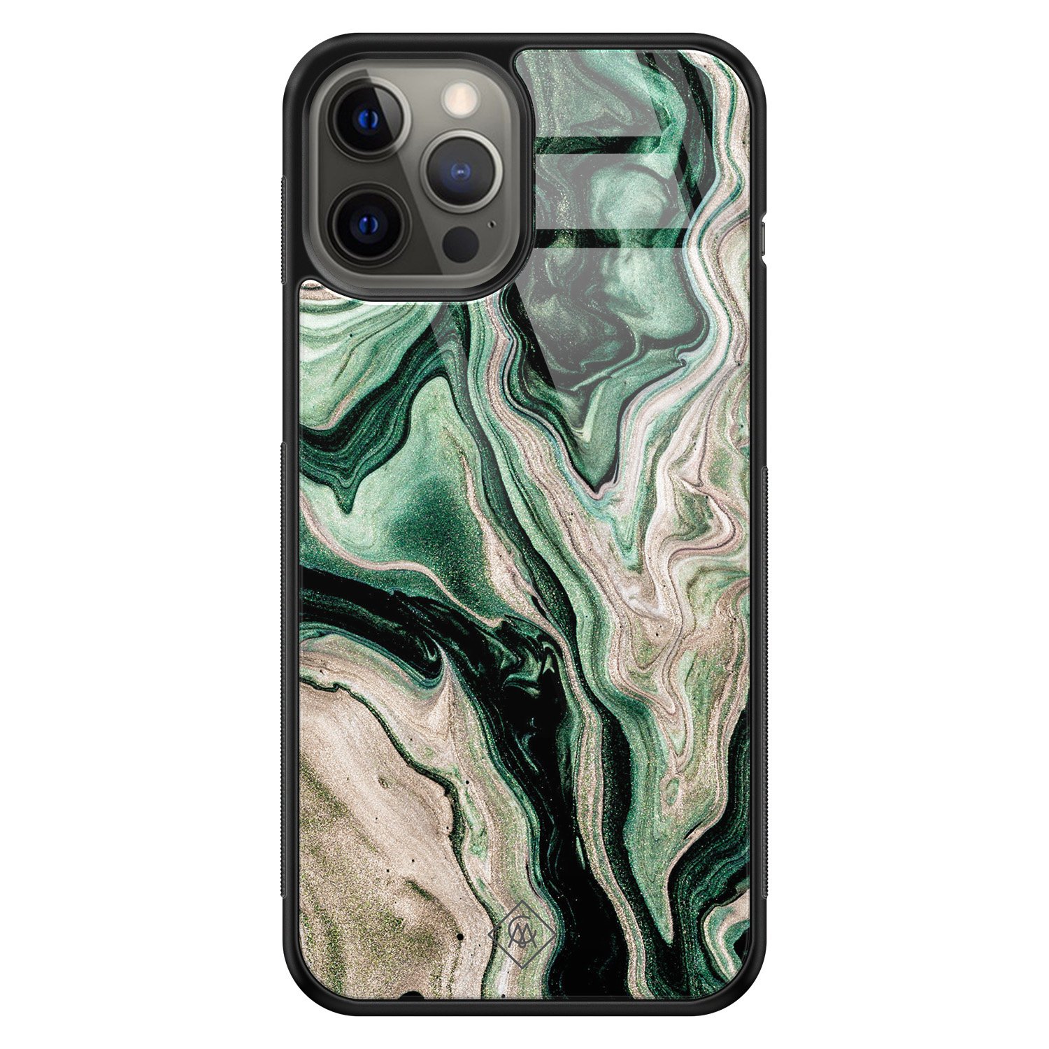 iPhone 12 Pro Max glazen hardcase - Green waves