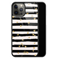 Casimoda iPhone 12 Pro Max glazen hardcase - Hart streepjes