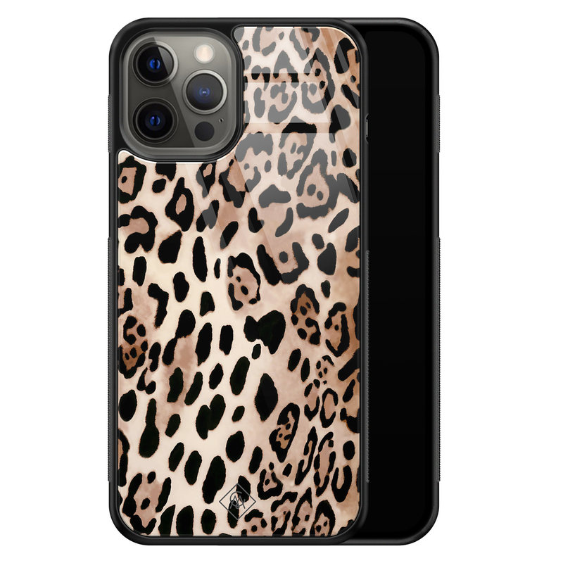 Casimoda iPhone 12 Pro Max glazen hardcase - Golden wildcat