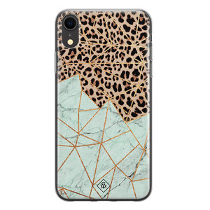 Casimoda iPhone XR siliconen hoesje - Luipaard marmer mint