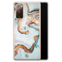 Casimoda Samsung Galaxy S20 FE siliconen hoesje - Marmer blauw goud