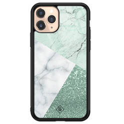 Casimoda iPhone 11 Pro glazen hardcase - Minty marmer collage