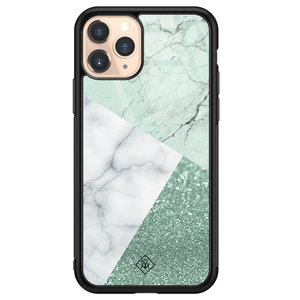 Casimoda iPhone 11 Pro glazen hardcase - Minty marmer collage