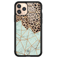 Casimoda iPhone 11 Pro glazen hardcase - Luipaard marmer mint