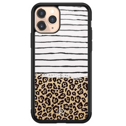 Casimoda iPhone 11 Pro glazen hardcase - Leopard lines