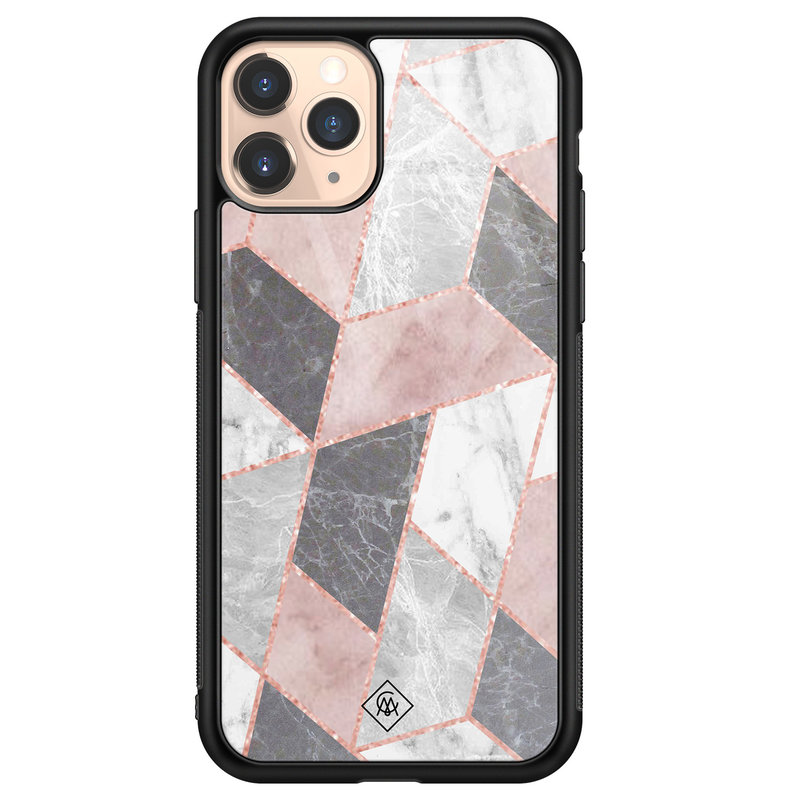 Casimoda iPhone 11 Pro glazen hardcase - Stone grid