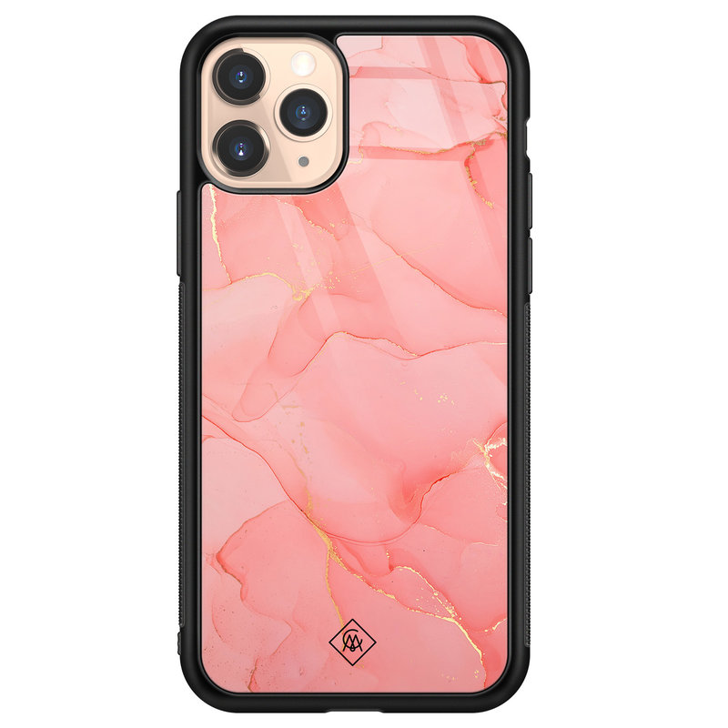 Casimoda iPhone 11 Pro glazen hardcase - Marmer roze