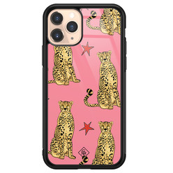 Casimoda iPhone 11 Pro glazen hardcase - The pink leopard