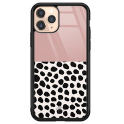 Casimoda iPhone 11 Pro glazen hardcase - Pink dots