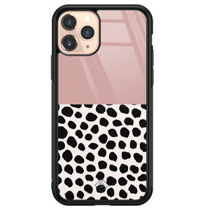 Casimoda iPhone 11 Pro glazen hardcase - Pink dots