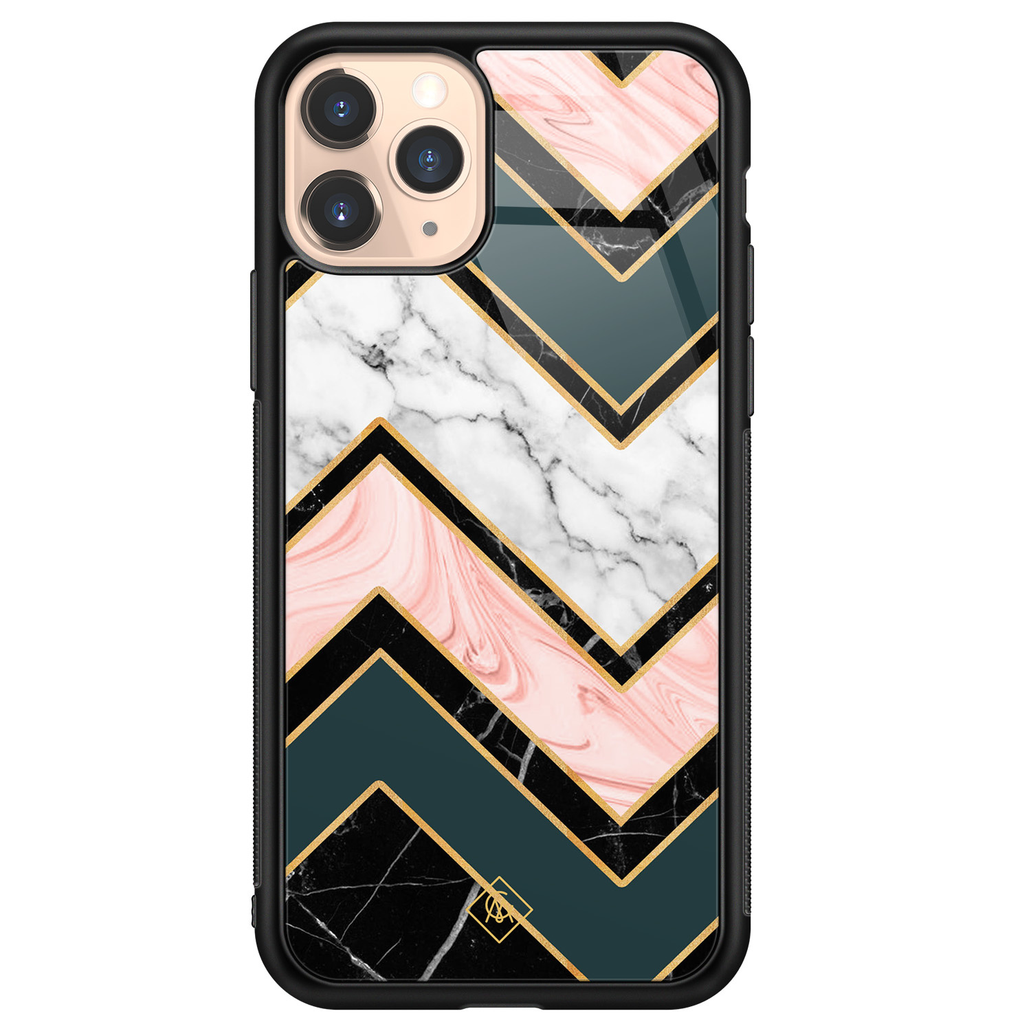 iPhone 11 Pro glazen hardcase Marmer triangles
