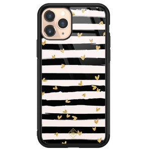 Casimoda iPhone 11 Pro glazen hardcase - Hart streepjes