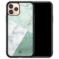 Casimoda iPhone 11 Pro glazen hardcase - Minty marmer collage