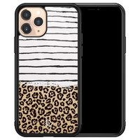 Casimoda iPhone 11 Pro glazen hardcase - Leopard lines