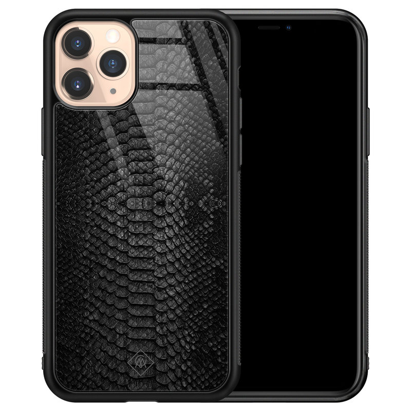Casimoda iPhone 11 Pro glazen hardcase - Black snake