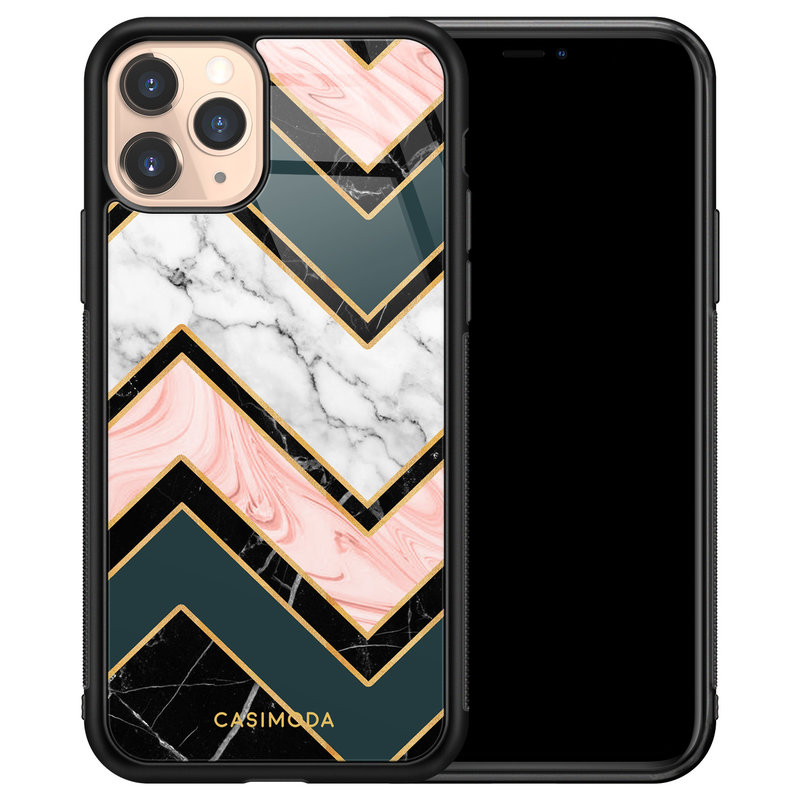 Casimoda iPhone 11 Pro glazen hardcase - Marmer triangles