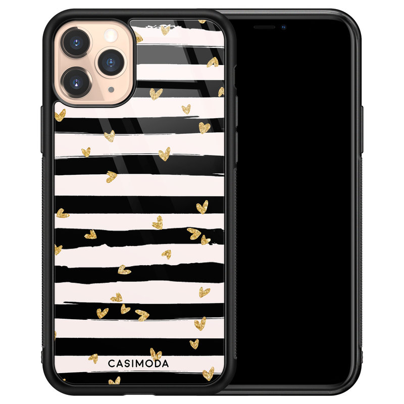Casimoda iPhone 11 Pro glazen hardcase - Hart streepjes