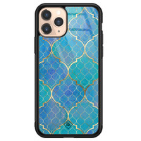 Casimoda iPhone 11 Pro glazen hardcase - Geometrisch blauw