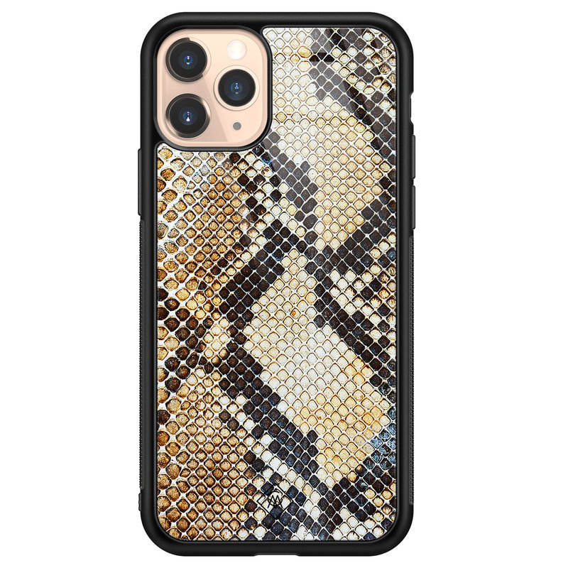 Casimoda iPhone 11 Pro glazen hardcase - Golden snake