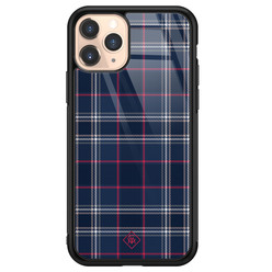 Casimoda iPhone 11 Pro glazen hardcase - Tartan blauw