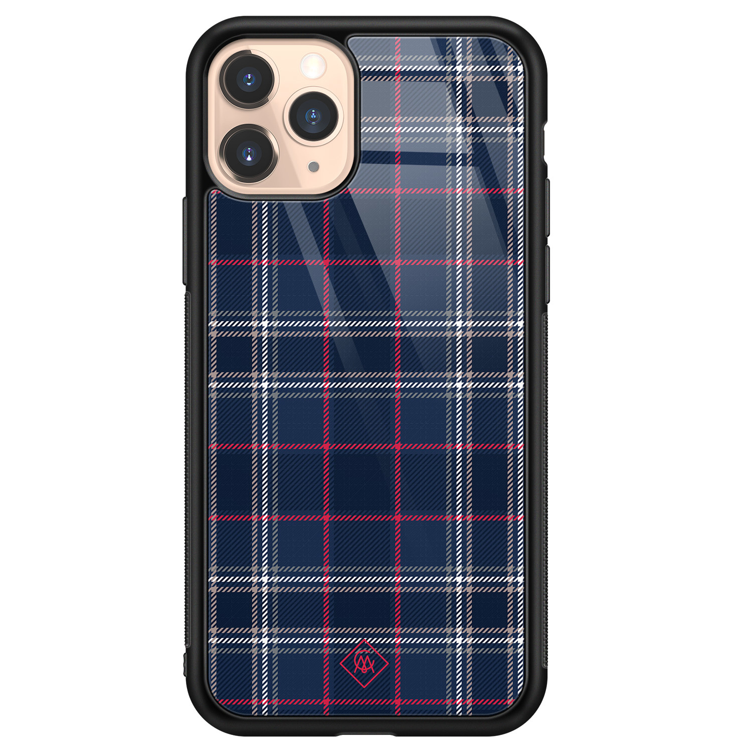 iPhone 11 Pro glazen hardcase Tartan blauw