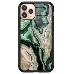 Casimoda iPhone 11 Pro glazen hardcase - Green waves