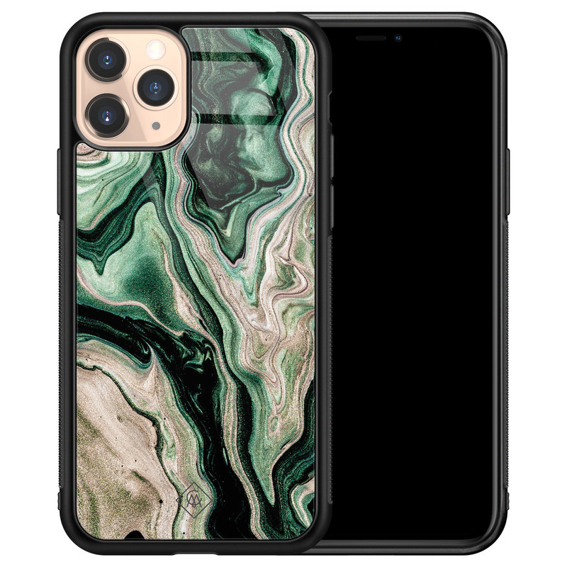 Casimoda iPhone 11 Pro glazen hardcase - Green waves