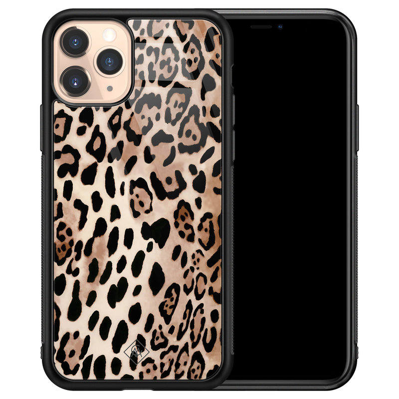 Casimoda iPhone 11 Pro glazen hardcase - Golden wildcat