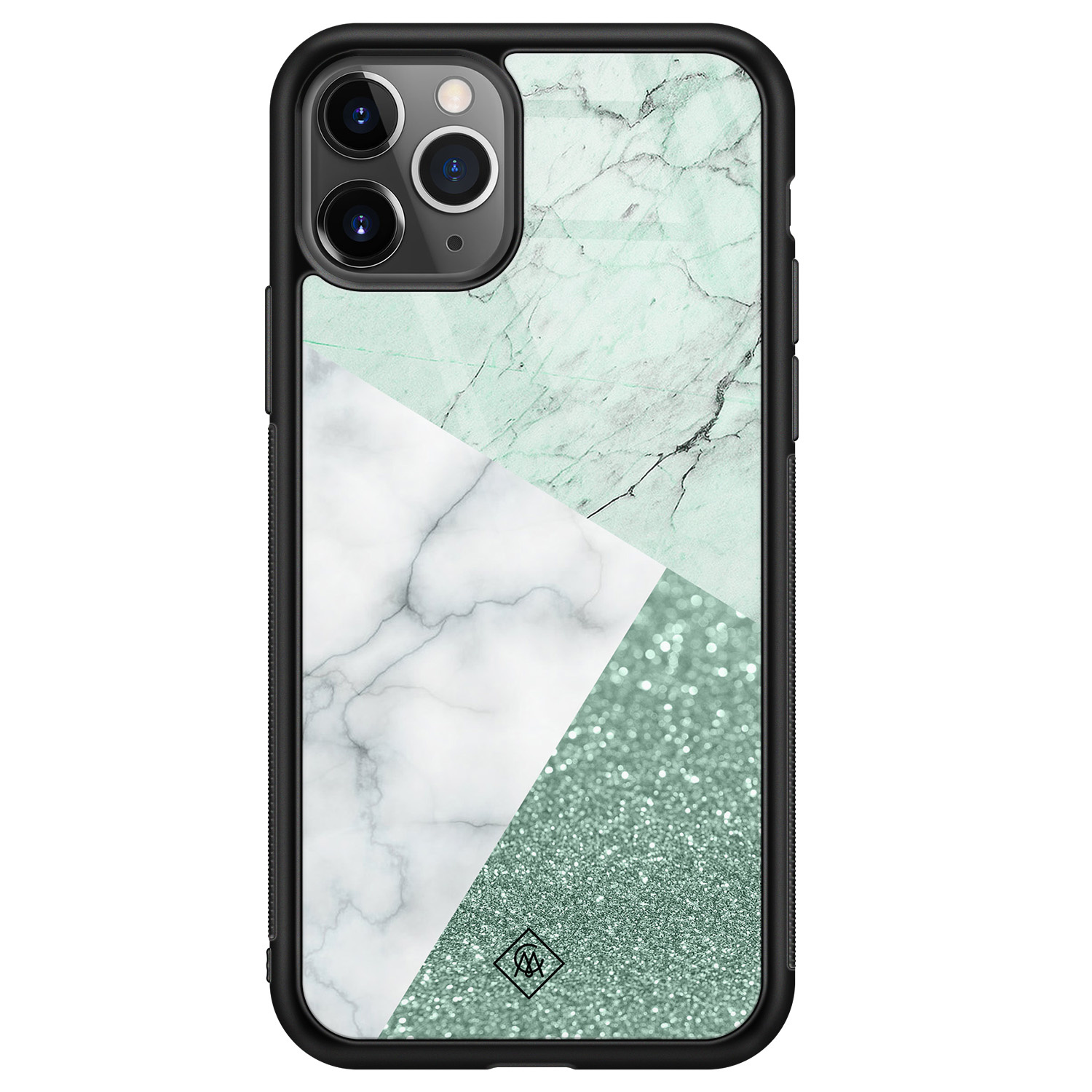 iPhone 11 Pro Max glazen hardcase Minty marmer collage