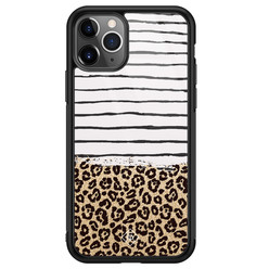 Casimoda iPhone 11 Pro Max glazen hardcase - Leopard lines
