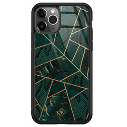 Casimoda iPhone 11 Pro Max glazen hardcase - Abstract groen