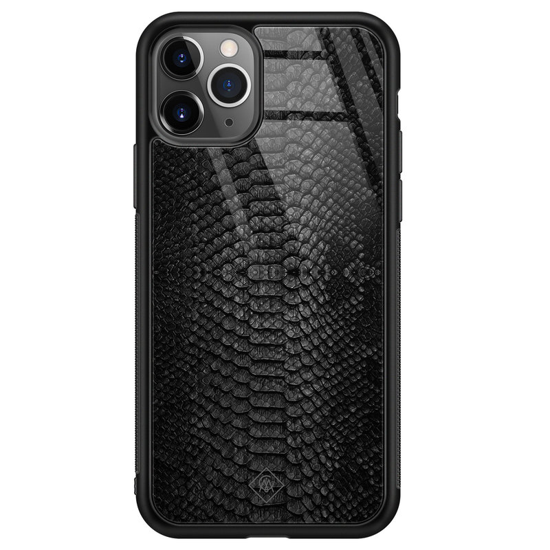 Casimoda iPhone 11 Pro Max glazen hardcase - Black snake