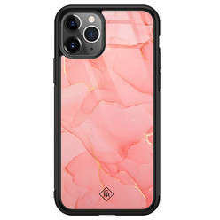 Casimoda iPhone 11 Pro Max glazen hardcase - Marmer roze