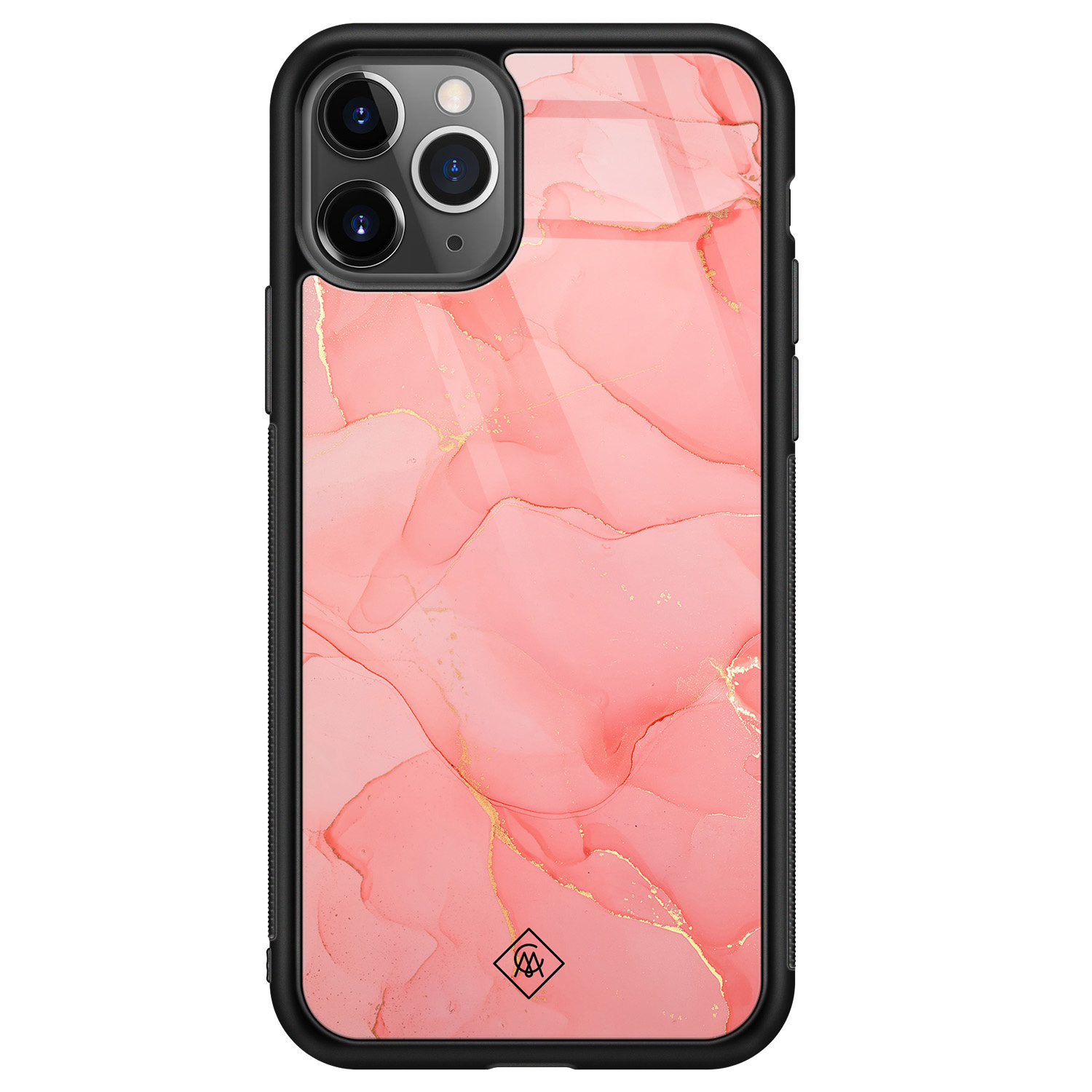 iPhone 11 Pro Max glazen hardcase - Marmer roze